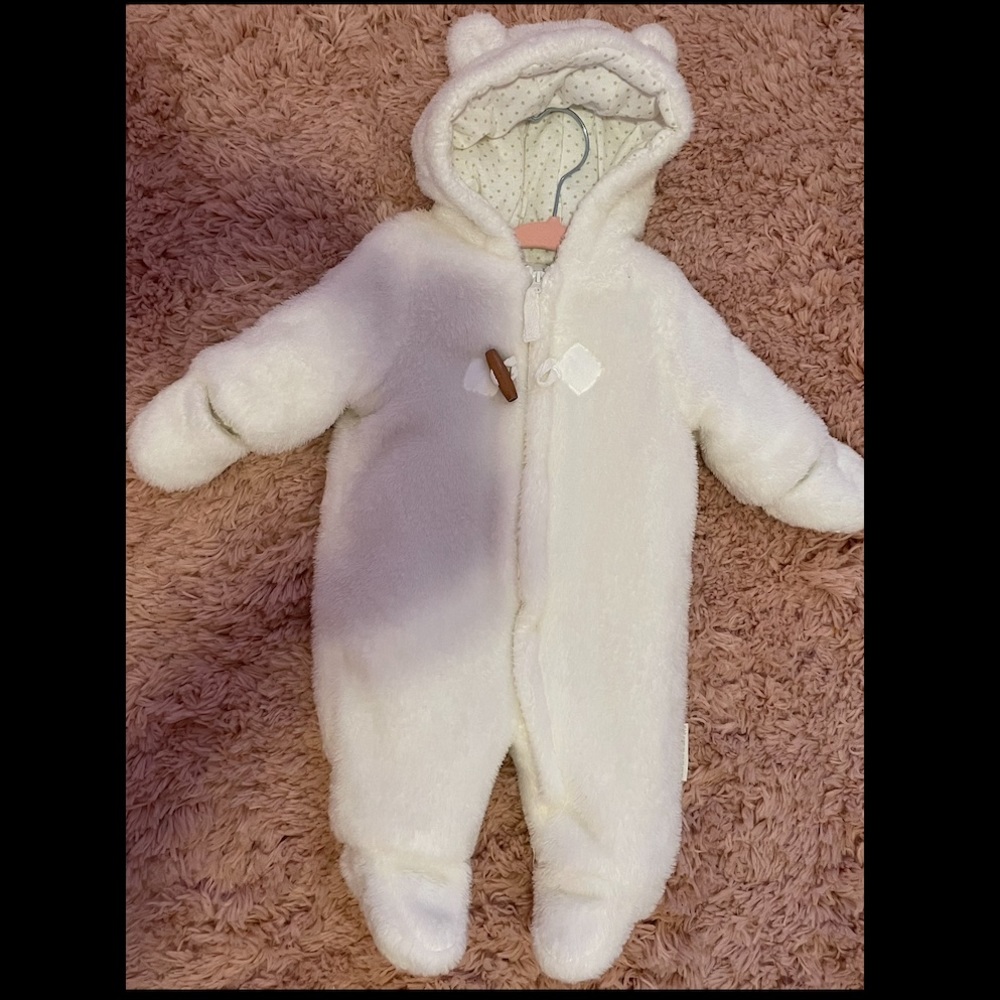 White Baby Snow Suit, Baby Winter Suit